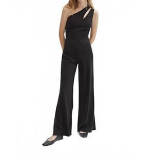 NEW CRESCENT molly one shoulder jumpsuit in black